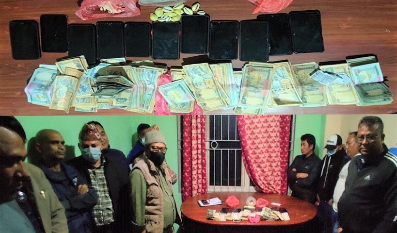  पाँच लाखसहित जुवाखालबाट आठ पक्राउ